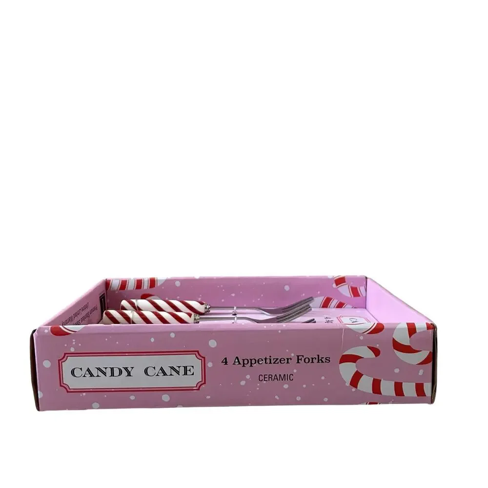 Christmas Candy Cane Peppermint Appetizer Forks Set of 4